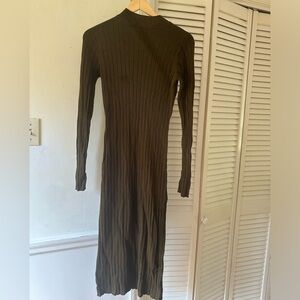 H&M Long Sleeve Rib-Knit Mock Neck Dress, Size Medium, Like New